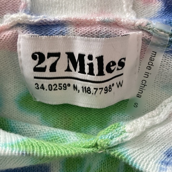 Host Pick! 27 Miles Malibu The Garcelle Hoodie Bermuda Tie Dye Small Blue/Green - Picture 3 of 6